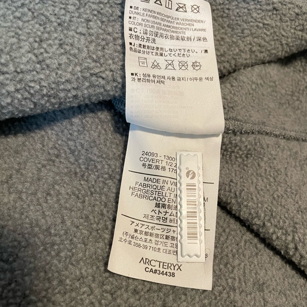 Arc'teryx Covert 1/2 Zip Fleece Pullover Jacket Heather Gray Men’s Size Large - Picture 7 of 7